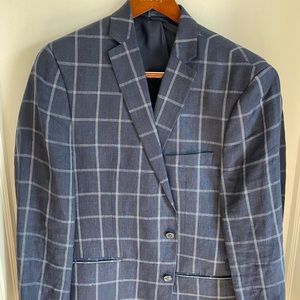 Ryan Seacrest Navy & White Windowpane Blazer